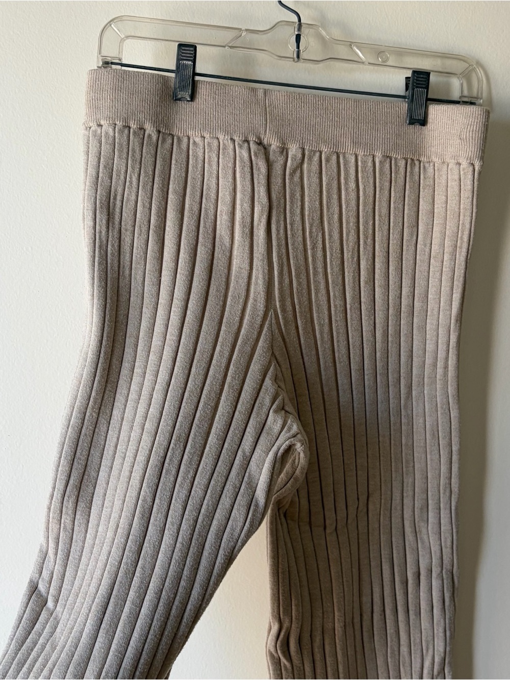 Mod Ref Ribbed Knit Pants Wide Leg Cream - Picture 2 of 4